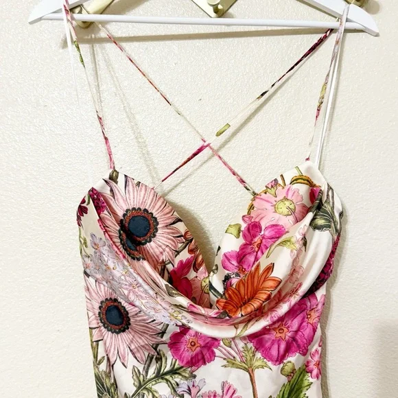 NWT Katie May Tara Gown Cowl Neck Pink Daisy Floral Maxi Dress size XL $288 MSRP - Picture 6 of 9